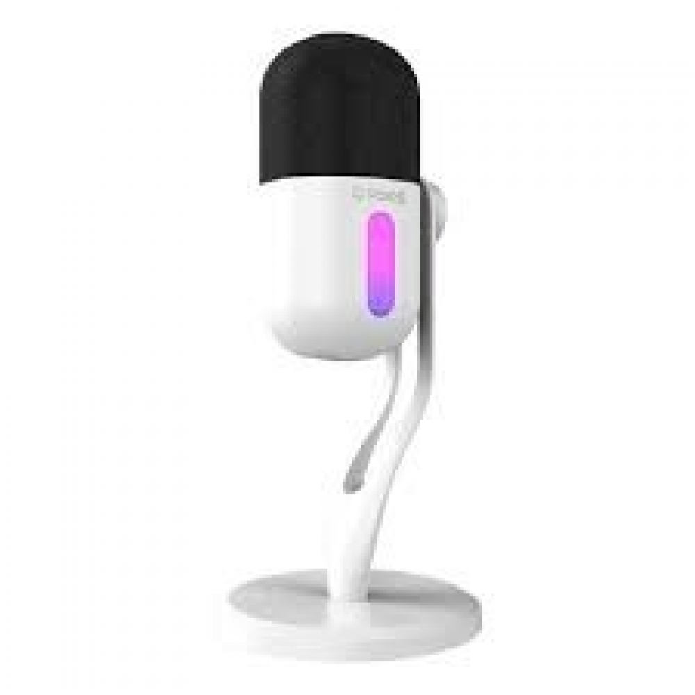 Microfone Gamer Condensador PCYES Volini White Ghost RGB USB –