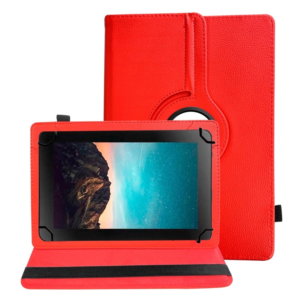 Capa Giratória para Tablet de 8 Polegadas Ajustável Universal vermelha