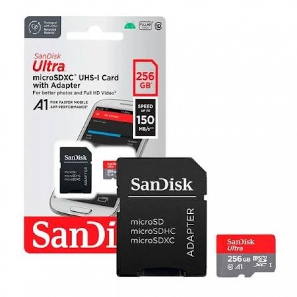 Cartão de Memória MicroSD SanDisk Ultra 256GB Classe 10